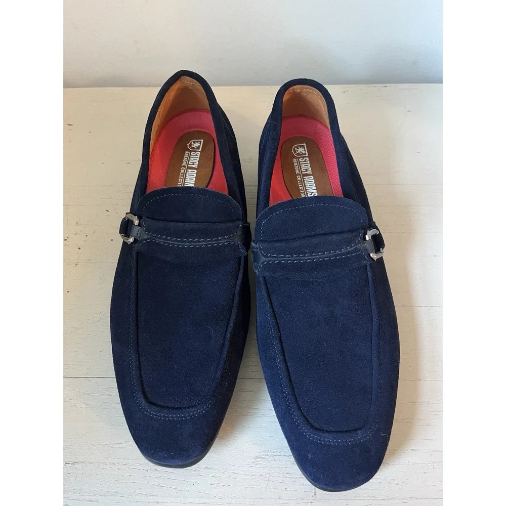ETACY ADAMS Men's Quillan Size 8 Loafers Slip On Blue Leather Shoes 25525-415